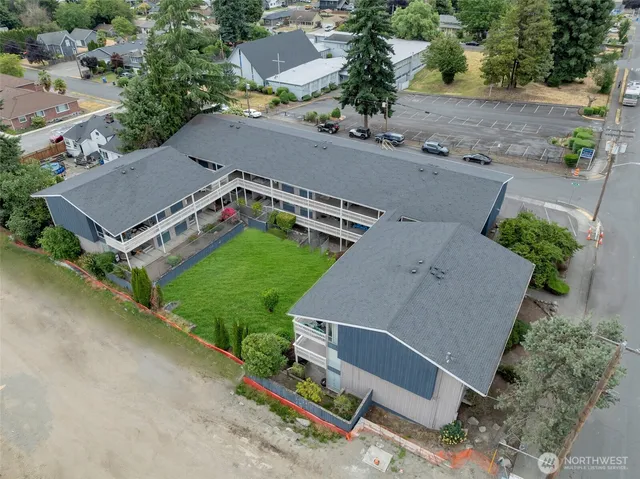 an aerial view of a house