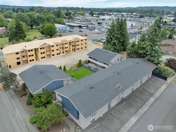 an aerial view of a house