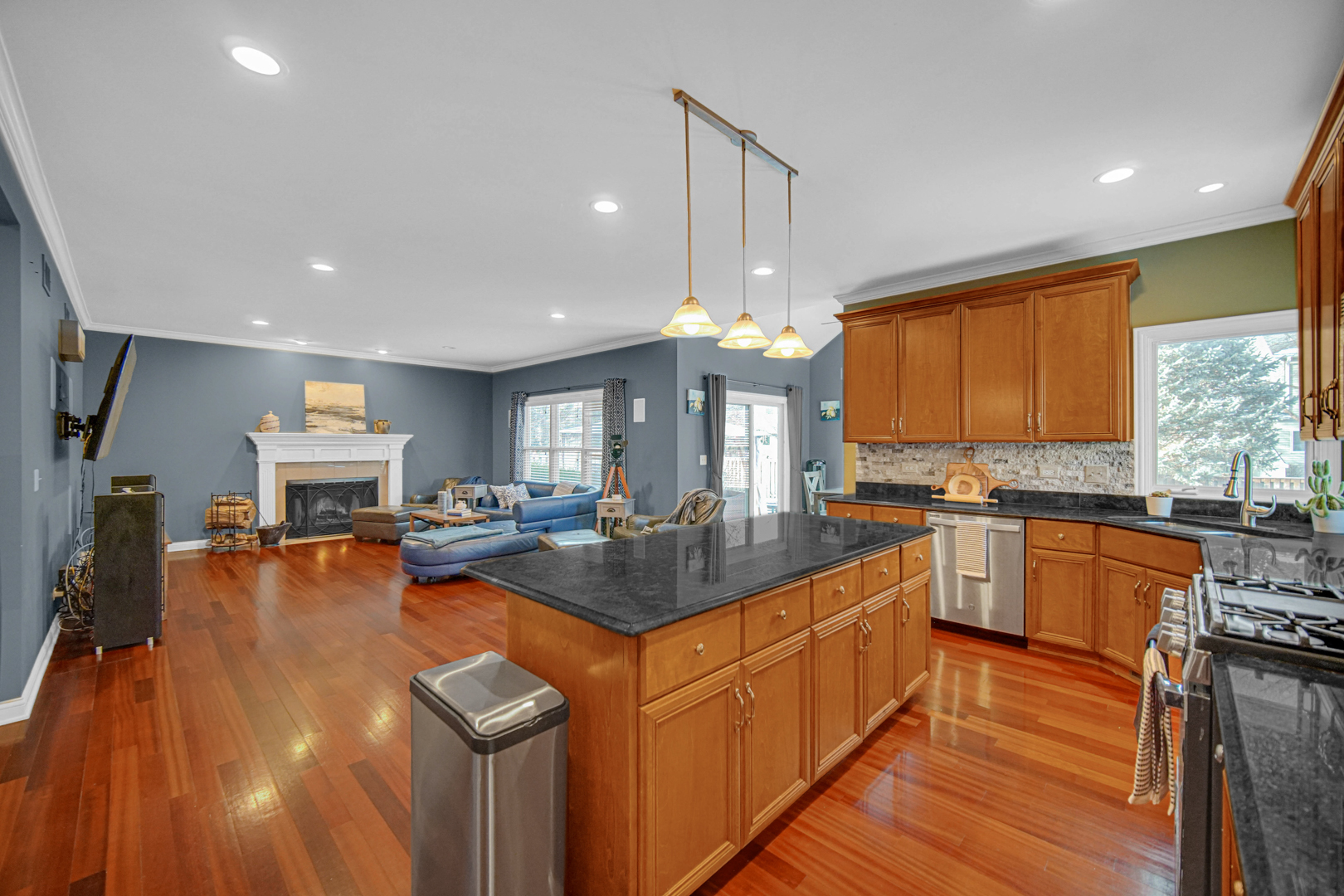 25216 Round Barn Road Plainfield, IL 60585 - Photo 13 of 31 a kitchen with stainless steel appliances granite countertop sink stove top oven and cabinets