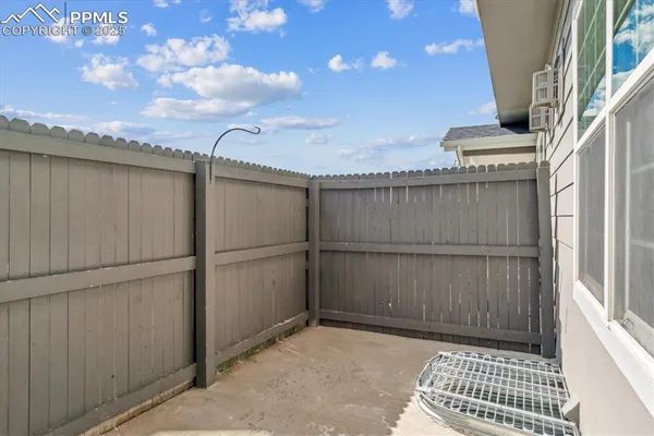 a front view of a house with a outdoor space