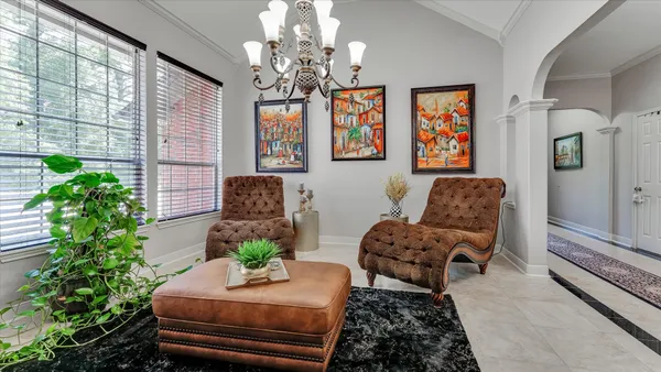 a living room with furniture