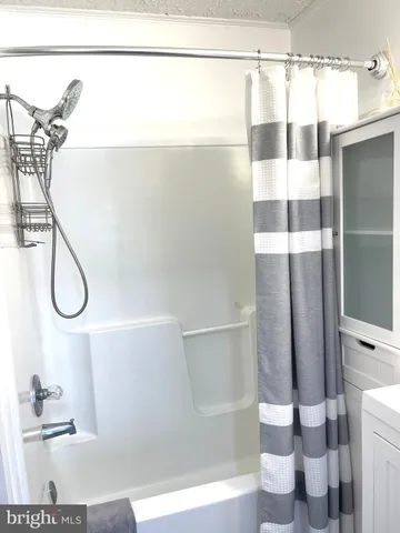 a bathroom with a shower and a sink