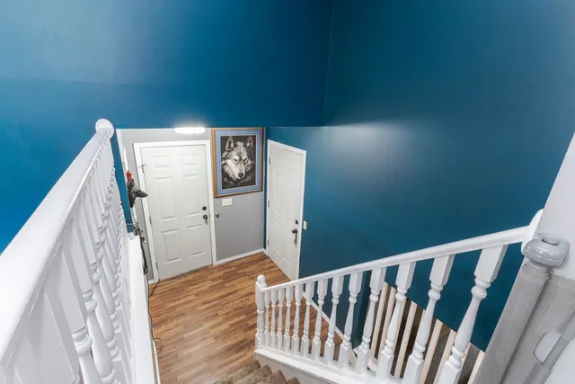 a view of a hallway and stairs
