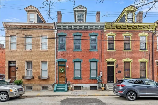 front view of a building with a street