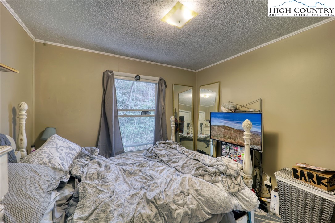 191 Alex Wellborn Road Deep Gap, NC 28618 - Photo 22 of 39 a bedroom with a bed a dresser and potted plant