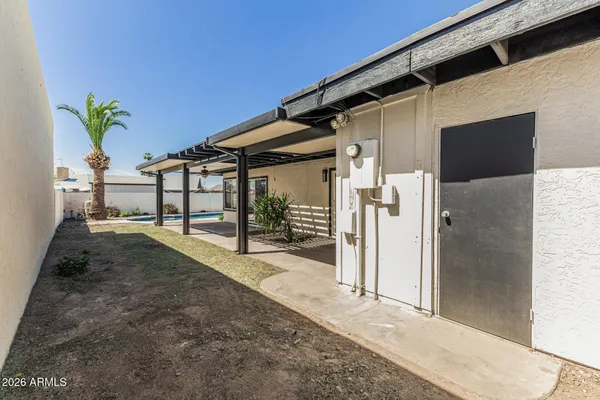 a view of a house with a patio