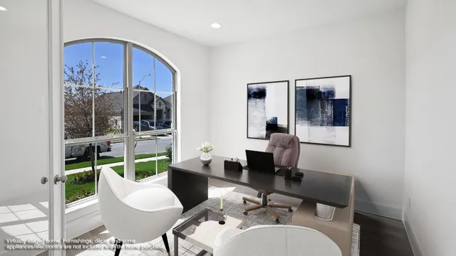 a workspace with furniture