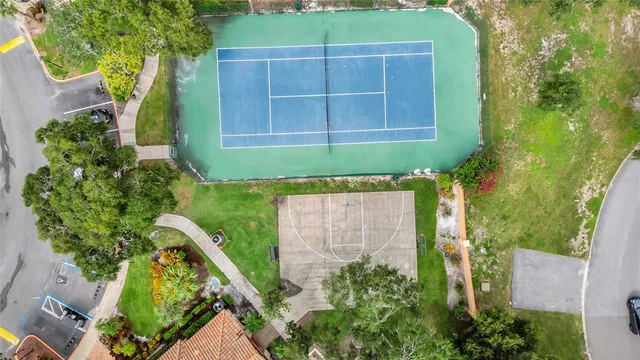 an aerial view of a house