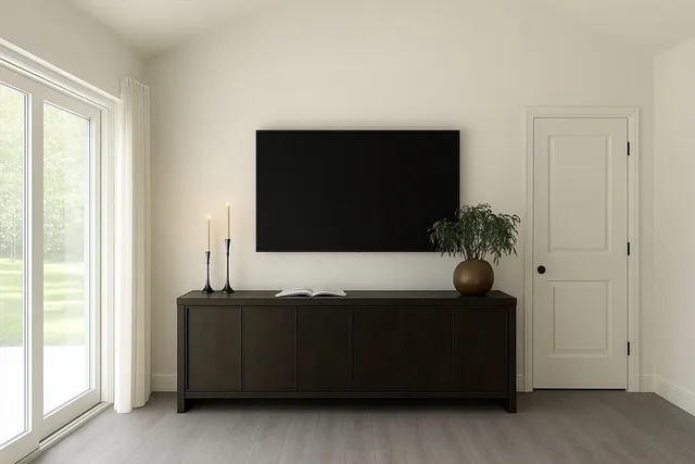 a living room with a couch and a flat screen tv