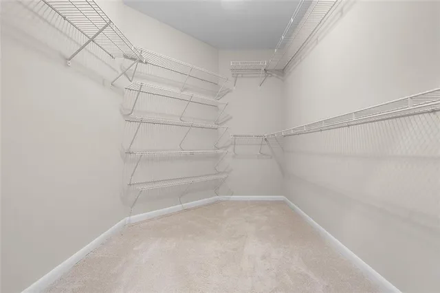 a view of a room with racks on the wall