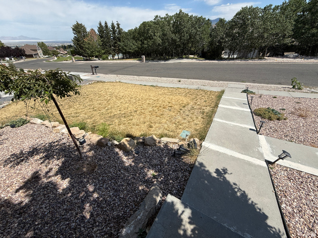702 Elk Meadow Loop Tooele, UT 84074 - Photo 3 of 9 Concrete walkway bordered by gravel landscaping