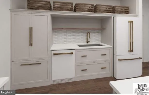 a kitchen with a cabinets and a stove