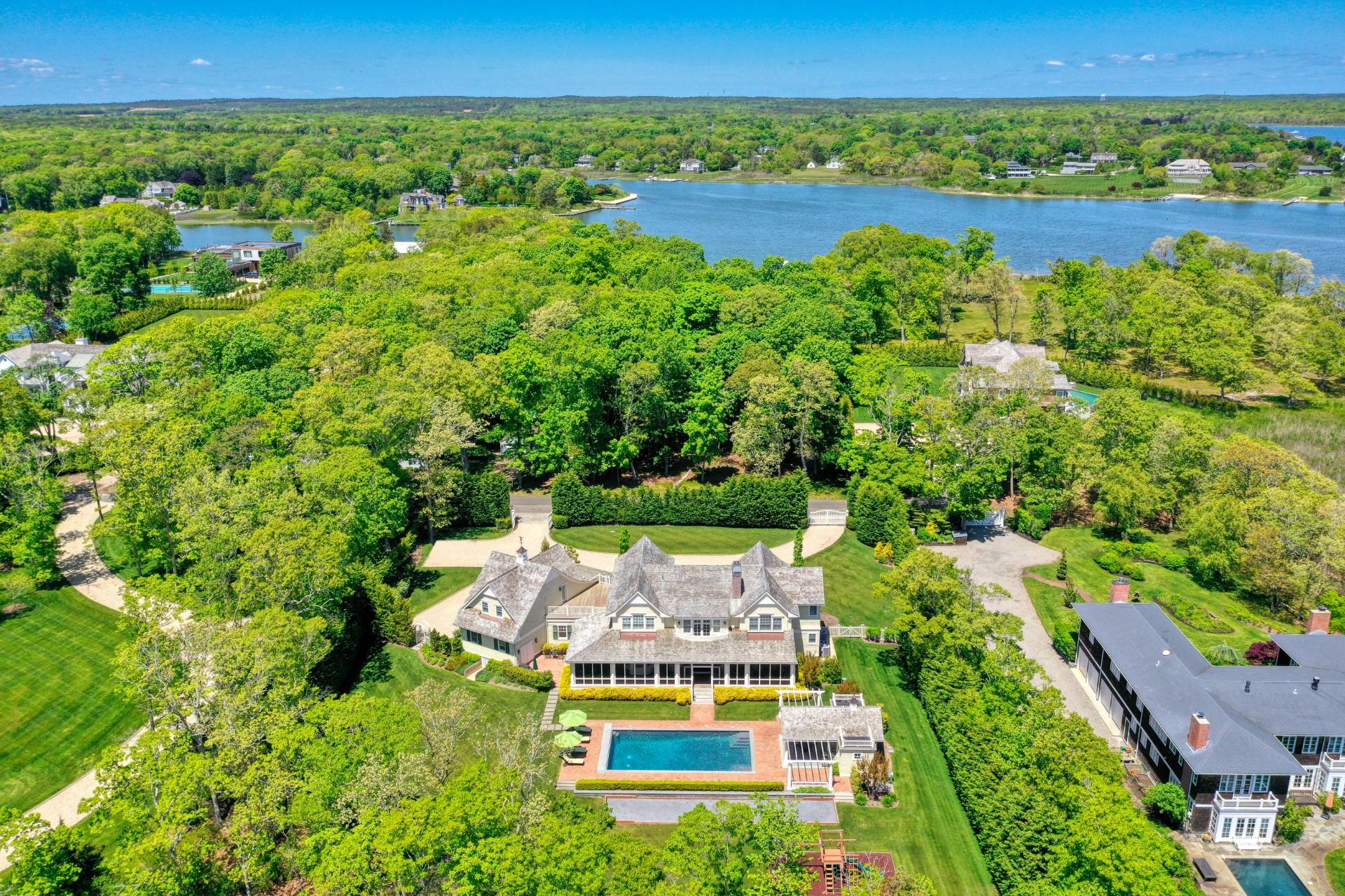 28 Bay Road Quogue, NY 11959 - Photo 35 of 35 an aerial view of a house with lake view