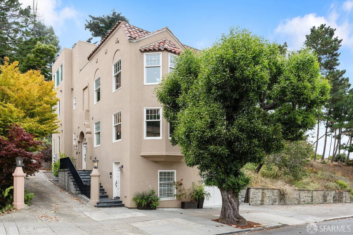 a front view of a white building