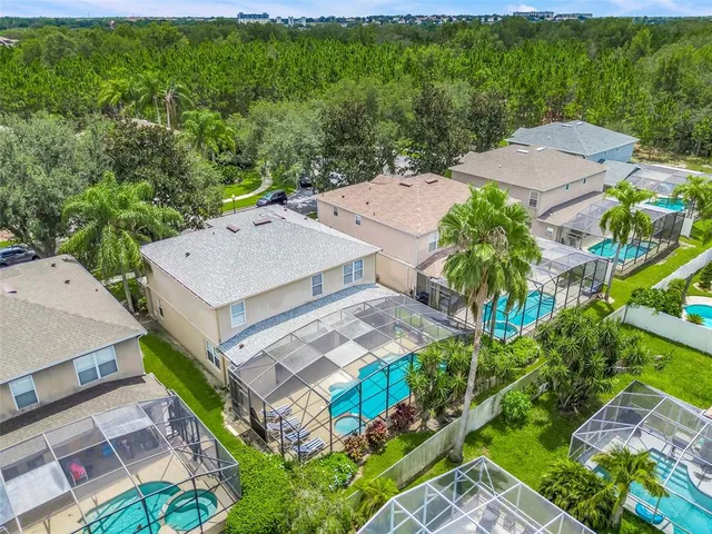 an aerial view of a house