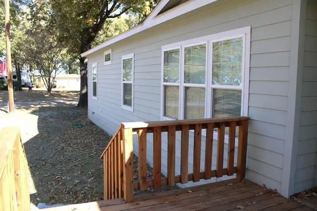 a view of wooden balcony
