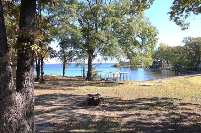 a view of a yard with an trees