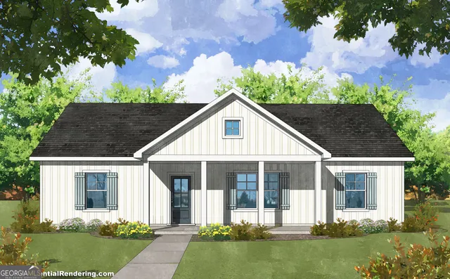 front view of a house with a yard