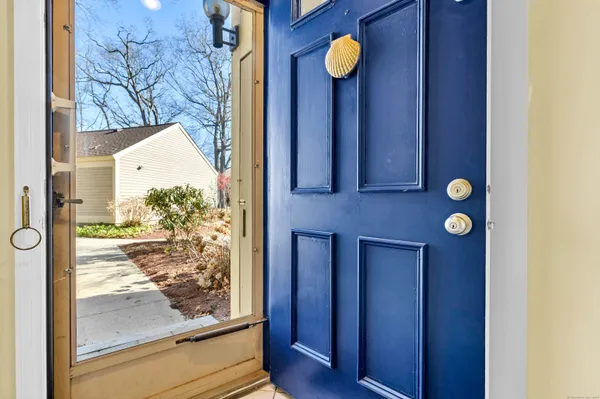 a view of a wooden door