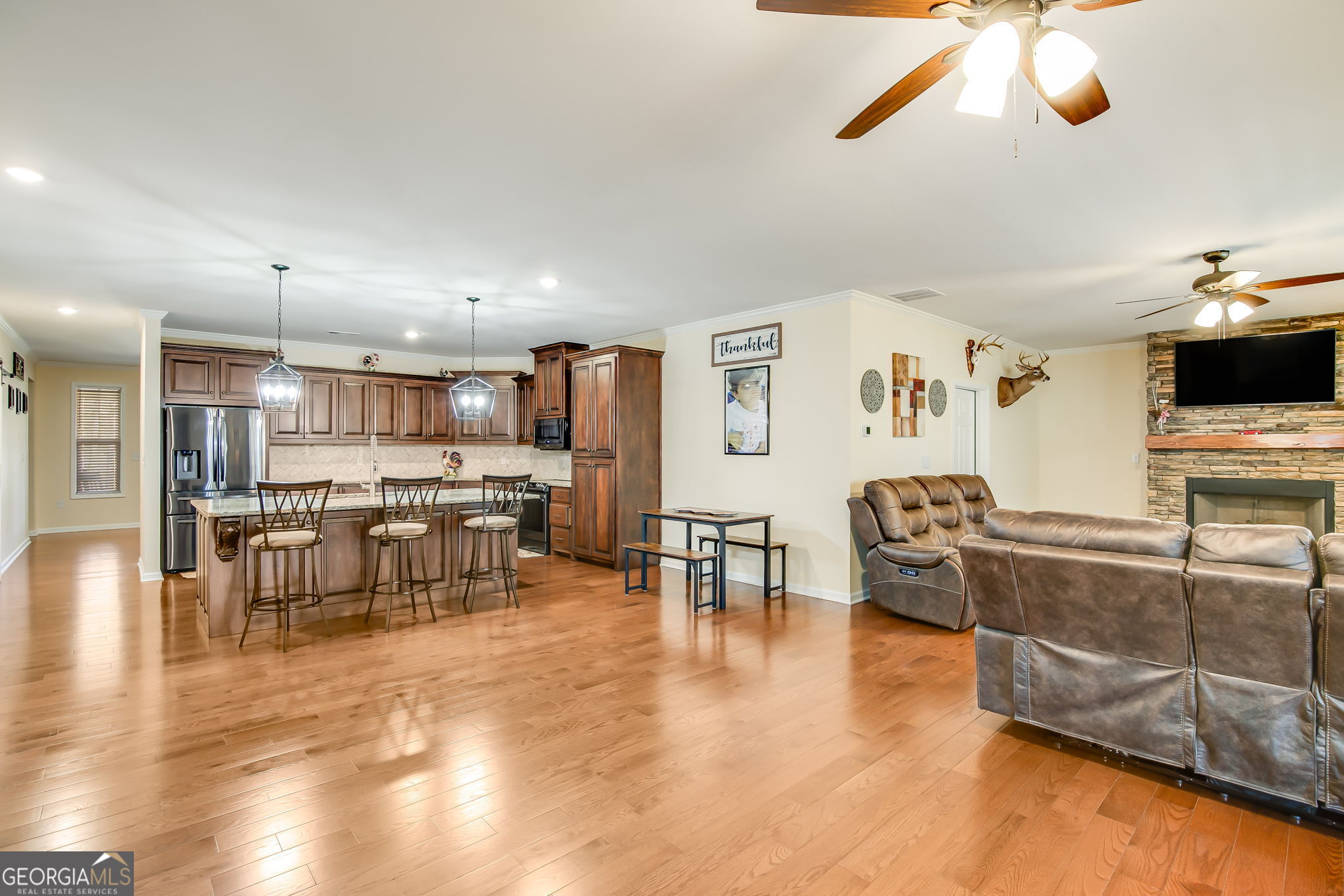 733 Cherry Road Franklin, GA 30217 - Photo 17 of 88 a living room with furniture and kitchen view
