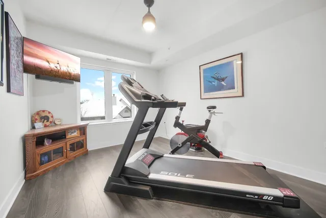 a room with gym equipment