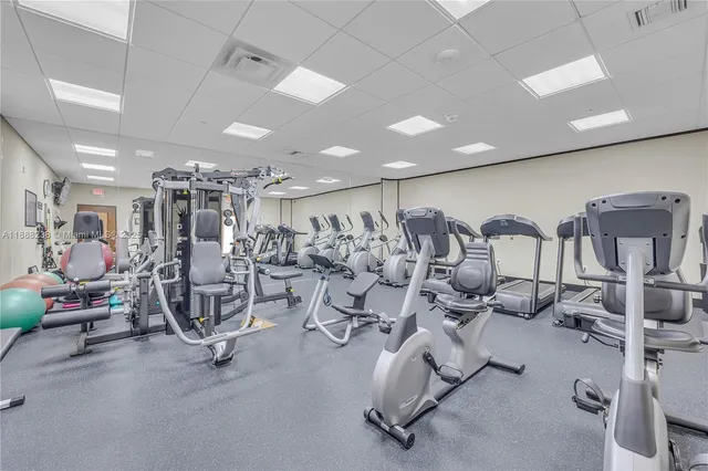 a view of a room with gym equipment