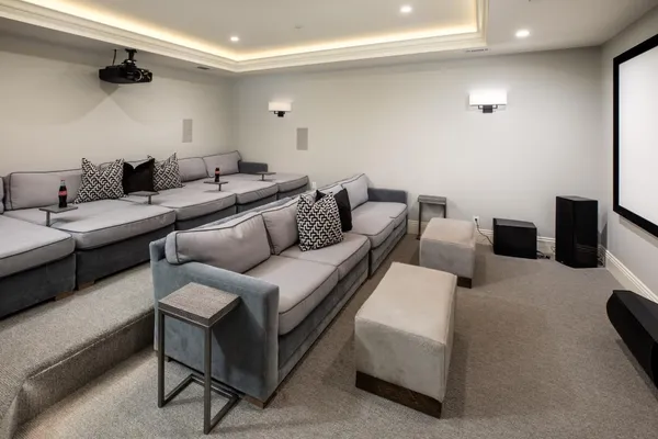 an aerial view of a house with garden space and street view