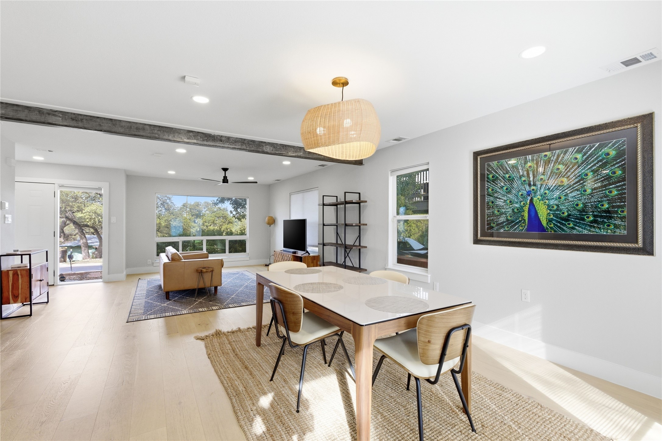 501 Lightsey Road Austin, TX 78704 - Photo 14 of 40 a view of a dining room with furniture window and wooden floor