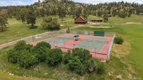an aerial view of a house