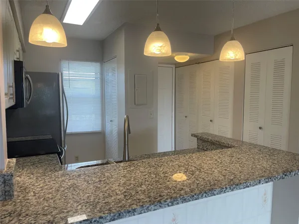 a view of a livingroom with a chandelier