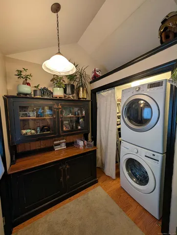 a view of a room with washer and dryer
