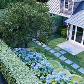 a view of a backyard with garden