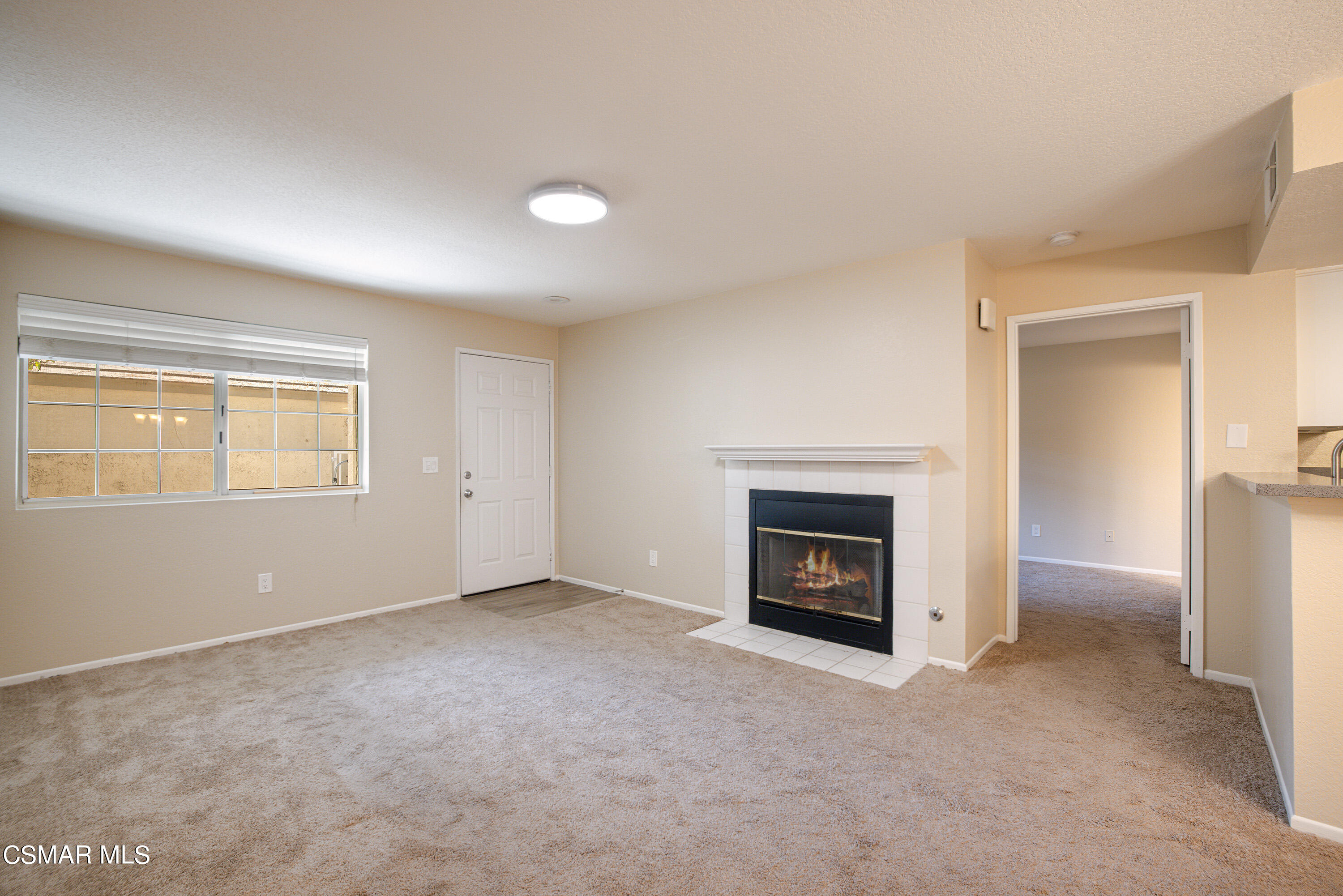 1125 Fitzgerald Road, Unit F Simi Valley, CA 93065 - Photo 8 of 25 an empty room with a fireplace and window