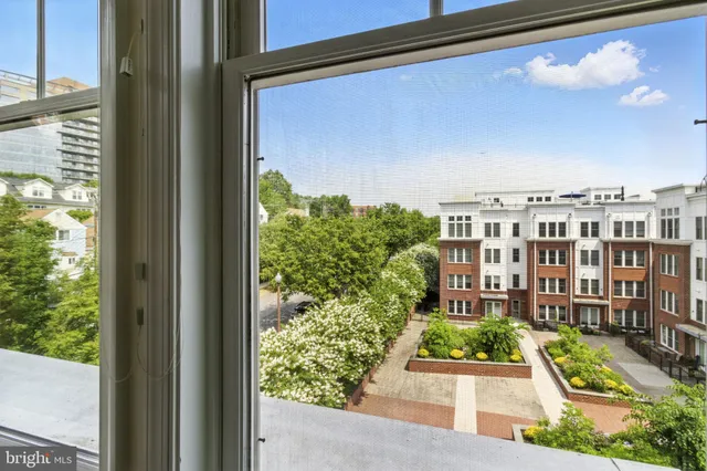 a view of a building from a window