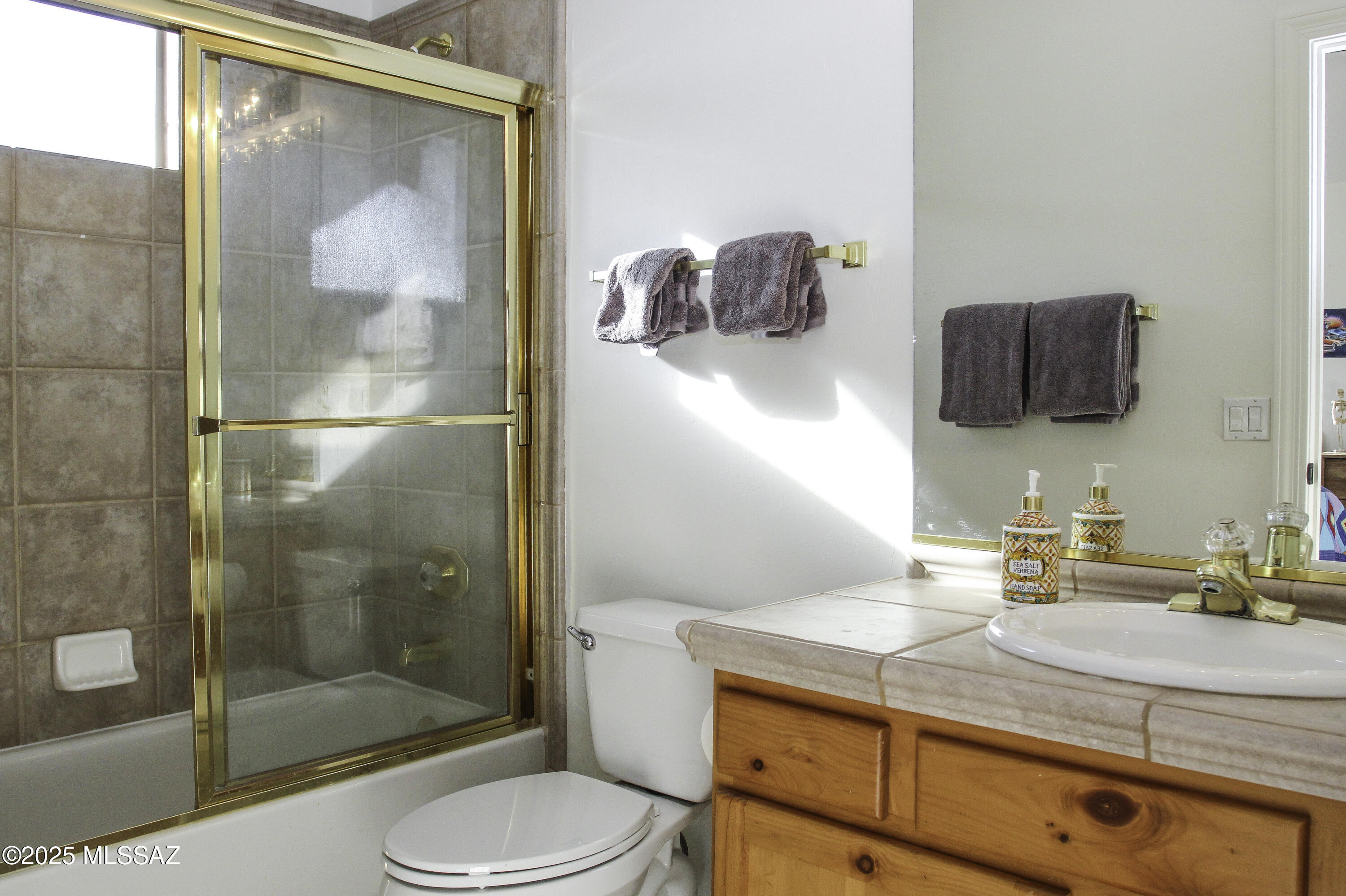 5202 Spring View Drive Tucson, AZ 85749 - Photo 25 of 49 a bathroom with a sink a toilet and shower