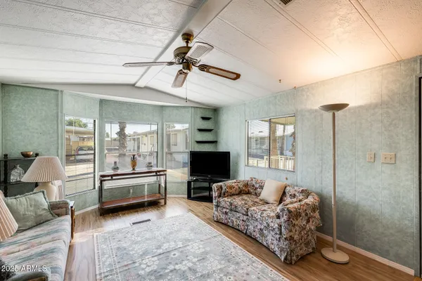 a living room with furniture