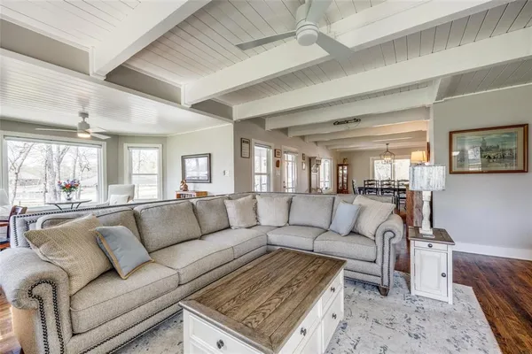 a living room with furniture and a couch