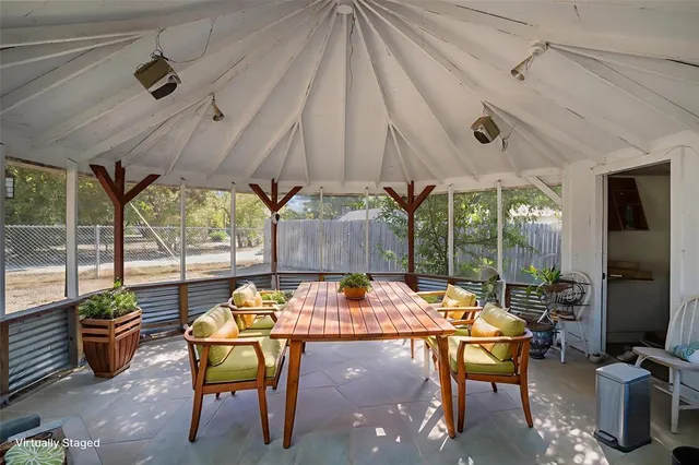 a outdoor view with a sitting space