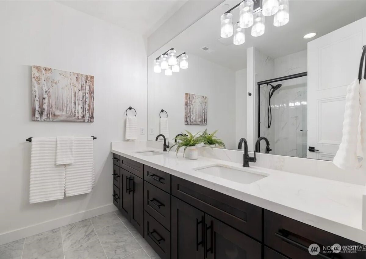15410 Northeast 103rd Way Redmond, WA 98052 - Photo 19 of 20 a bathroom with a sink double vanity and a mirror