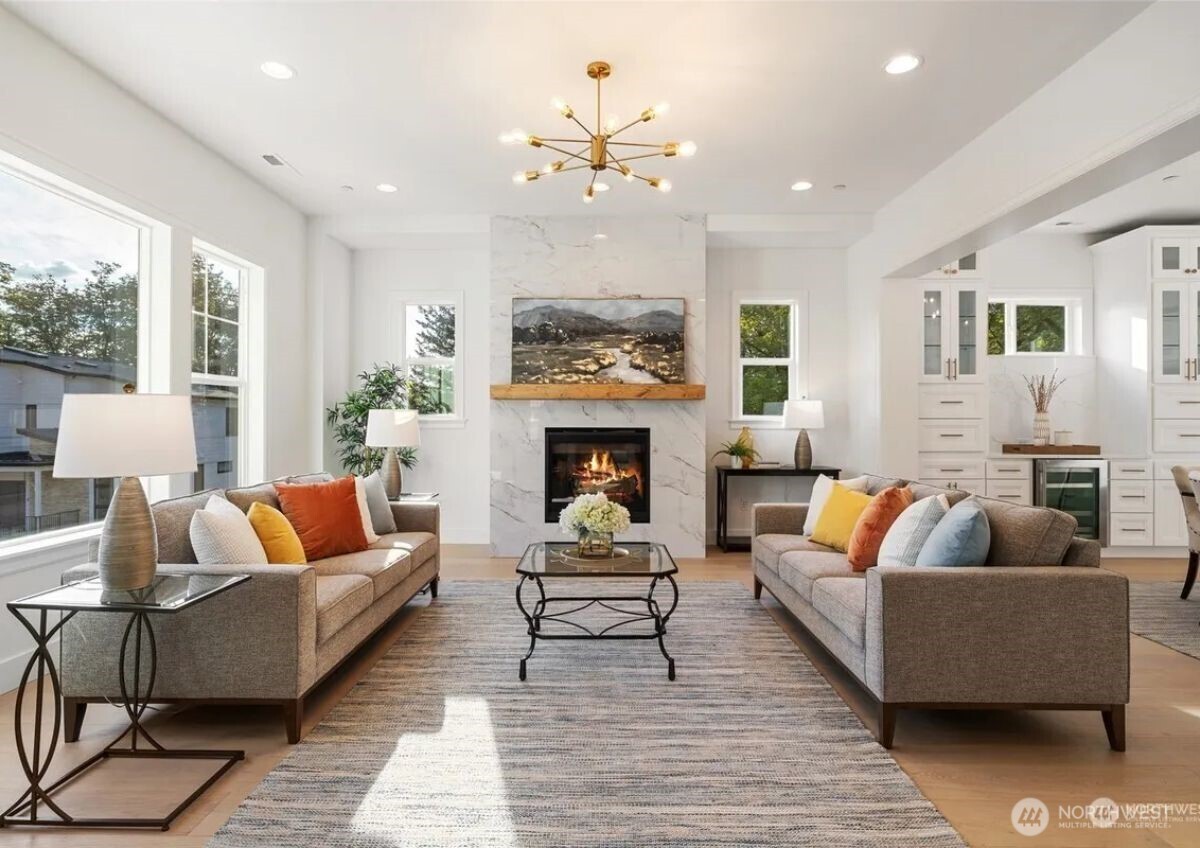 15410 Northeast 103rd Way Redmond, WA 98052 - Photo 10 of 20 a living room with furniture and a fireplace