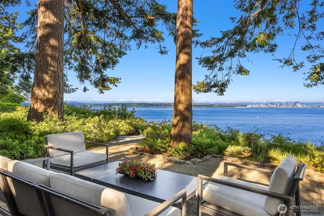 a view of a chairs and table in the patio