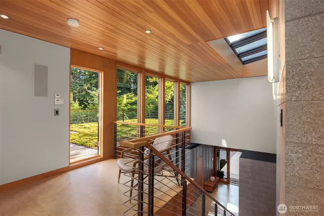 a view of a bench in a balcony