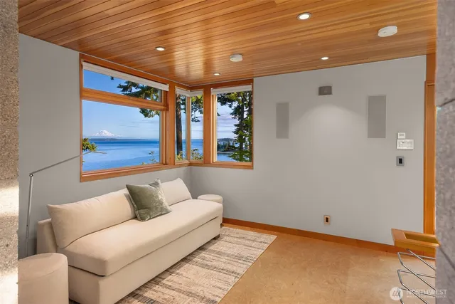 a view of balcony and wooden floor