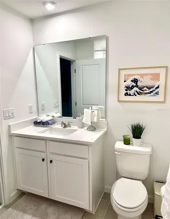 a bathroom with a toilet a sink and mirror