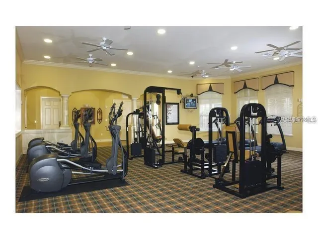 a room with gym equipment