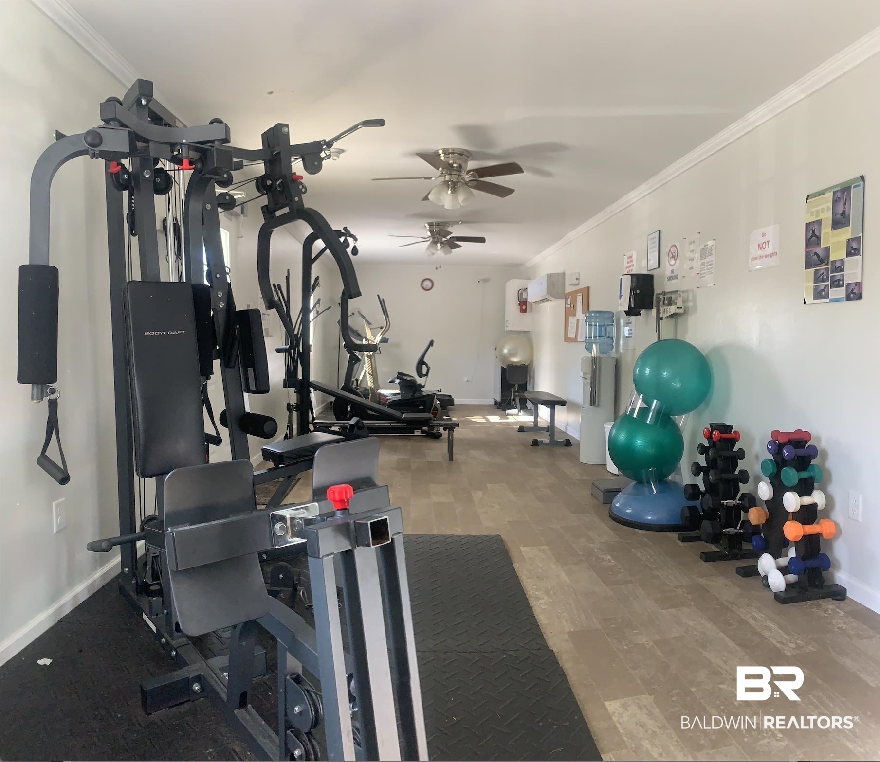 271 Defuniak Circle Lillian, AL 36549 - Photo 11 of 20 Workout area featuring ornamental molding and ceiling fan