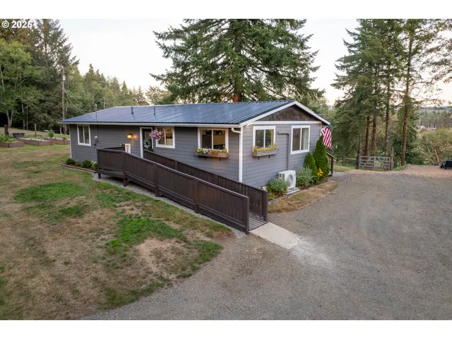 a house view with a garden space