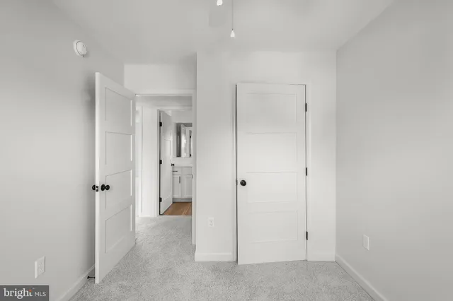 an empty room with a door