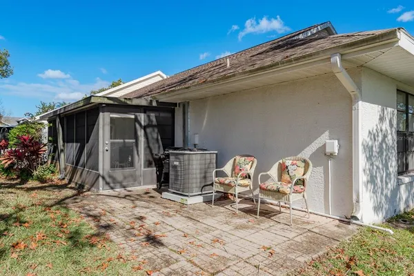 a front view of a house with patio