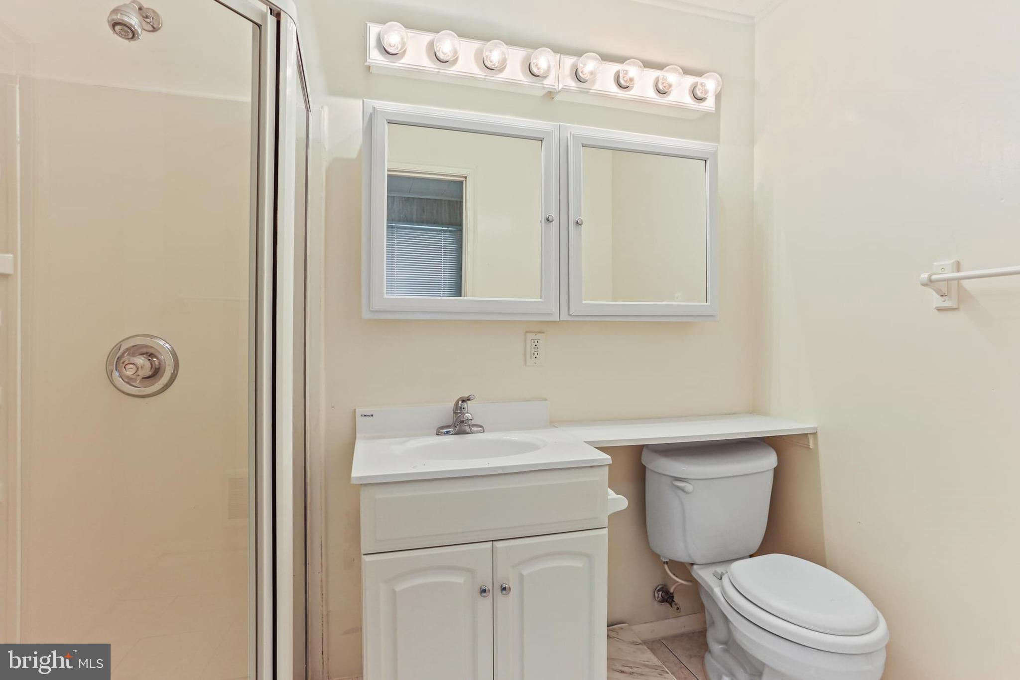 7613 Carla Road Baltimore, MD 21208 - Photo 17 of 24 a bathroom with a toilet sink vanity and mirror